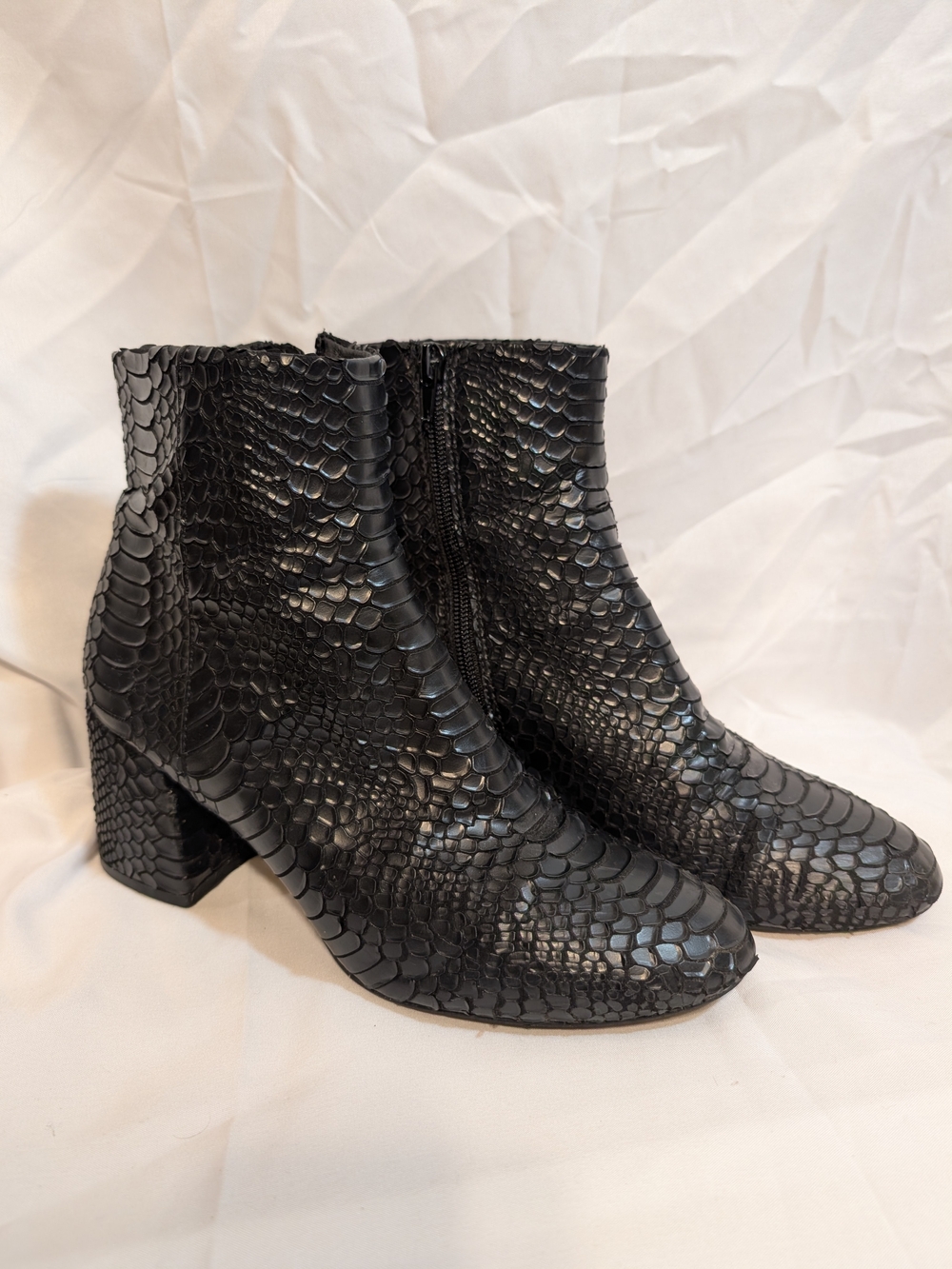 Steve Madden Black Faux-Snake Ankle Booties